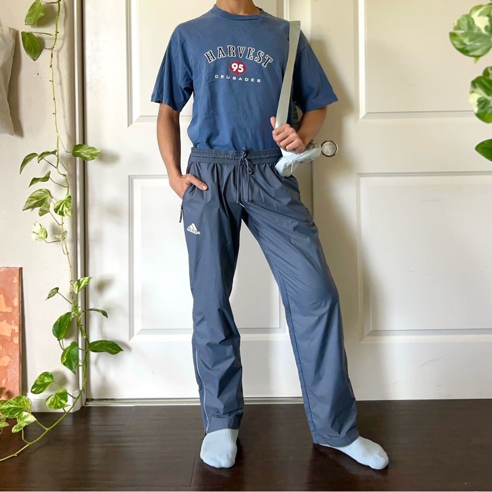 Gray Nylon Adidas Trackpants